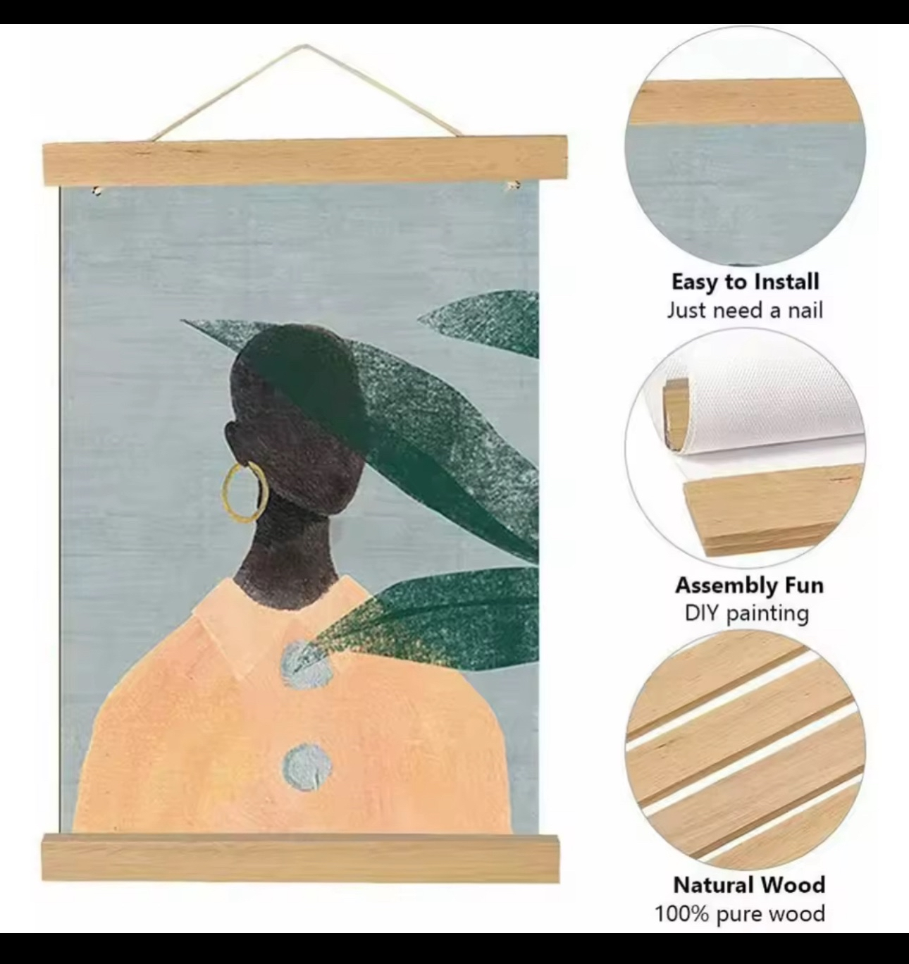 L and XL Magnetic Wooden Poster Hanger